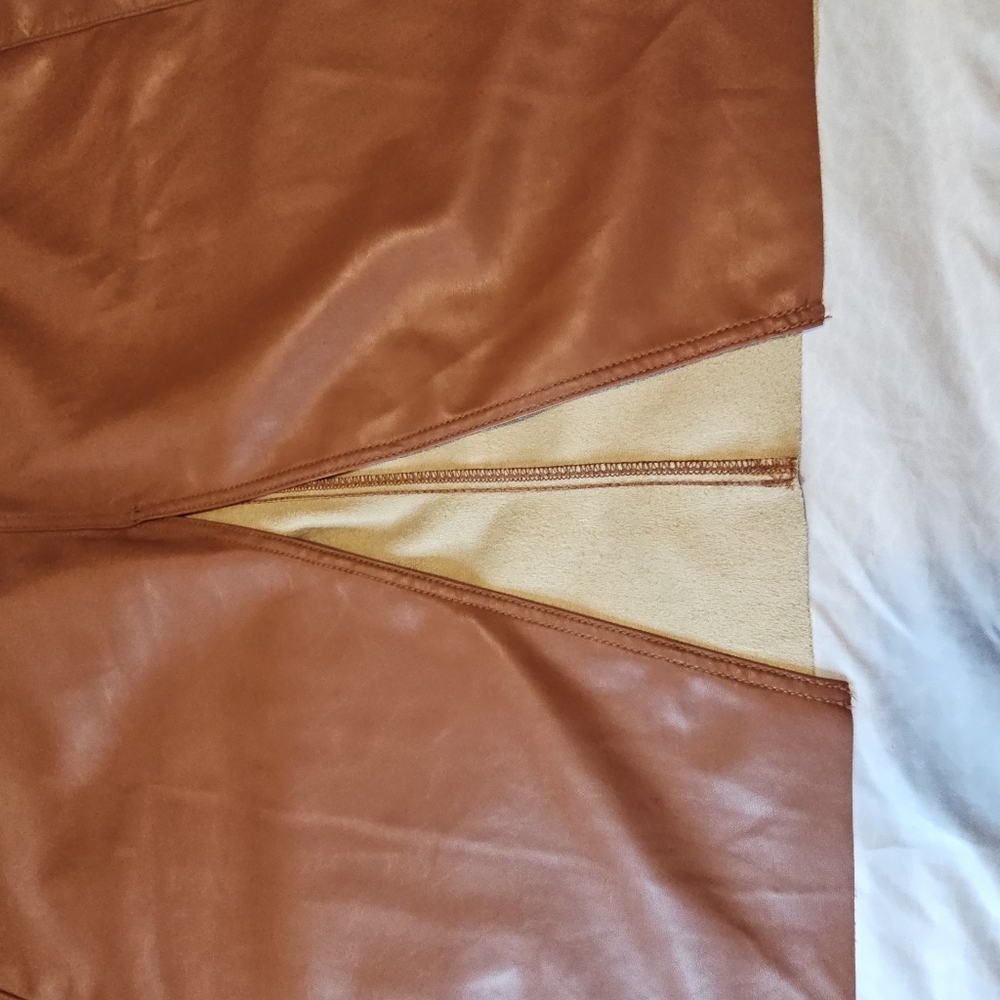Torrid Pleather Midi Skirt Front Slit SZ 24 Brown - Picture 10 of 10